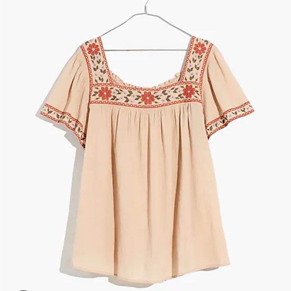 Madewell Square Neck embroidered blouse 2X
